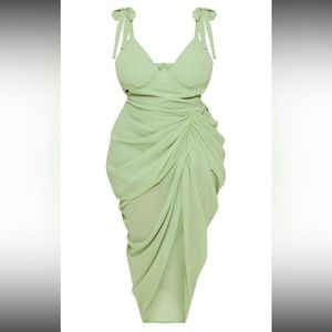 Pretty Little Thing- Underwire Draped & Ruched midi dress. Size 14. NWT.